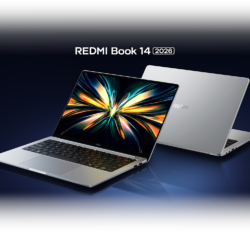Xiaomi Redmibook 14 (2026): widoki z przodu i z tylu srebrnego laptopa