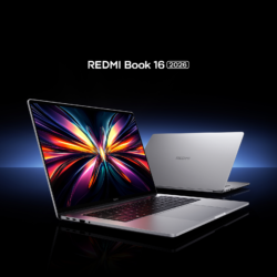 Xiaomi Redmibook 16 (2026): widoki z przodu i z tylu srebrnego 16-calowego laptopa