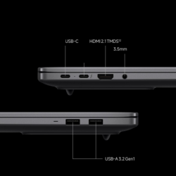Boczne porty Xiaomi Redmibook 16 Pro 2026 USB-C Thunderbolt 4 HDMI 2.1 USB-A jack 3,5 mm