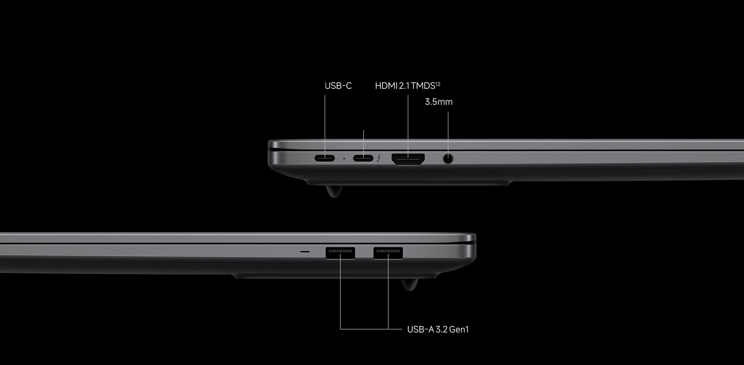 Boczne porty Xiaomi Redmibook 16 Pro 2026 USB-C Thunderbolt 4 HDMI 2.1 USB-A jack 3,5 mm
